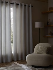 White Next Heavyweight Chenille Eyelet Super Thermal Curtains - Image 2 of 6