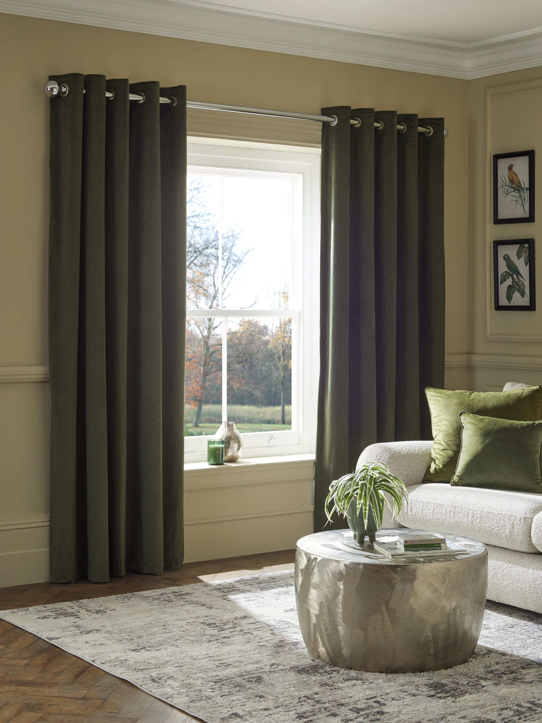 Buy Green Dark Matte Velvet Blackout/Thermal Eyelet Curtains from