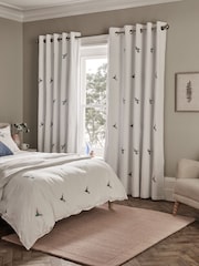White Hummingbird Embroidered Blackout Eyelet Curtains - Image 3 of 8