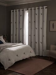 White Hummingbird Embroidered Blackout Eyelet Curtains - Image 4 of 8