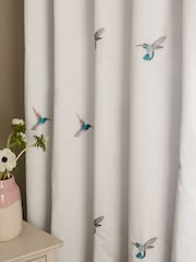 White Hummingbird Embroidered Blackout Eyelet Curtains - Image 5 of 8