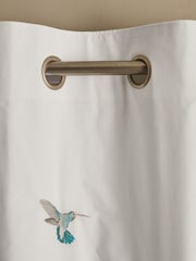 White Hummingbird Embroidered Blackout Eyelet Curtains - Image 6 of 8