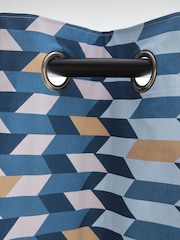 Blue Geometric Blackout/Thermal Eyelet Curtains - Image 5 of 8