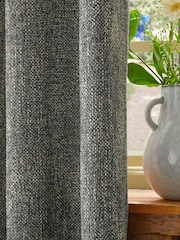 Blue/Grey Bobble Texture Lined Eyelet Curtains - Image 5 of 5