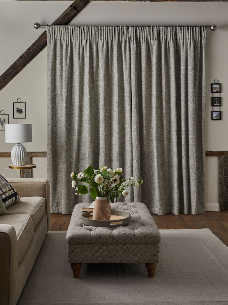 Natural Next Bobble Texture Pencil Pleat Lined Curtains - Image 1 of 5