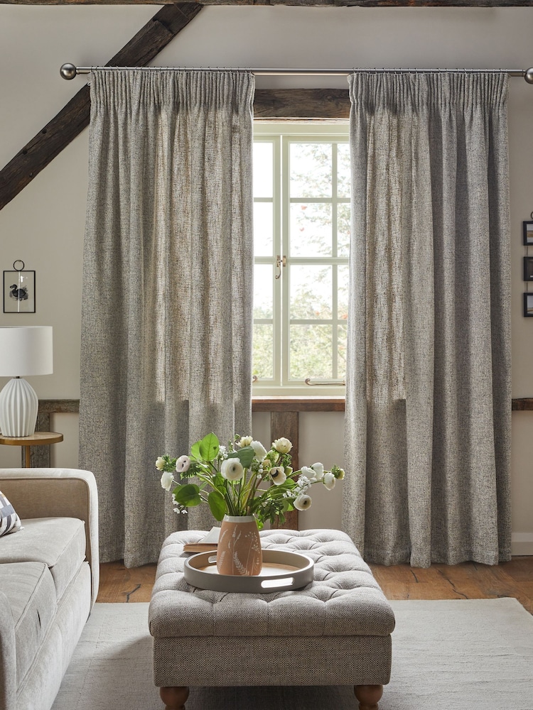 Natural Next Bobble Texture Pencil Pleat Lined Curtains - Image 2 of 5