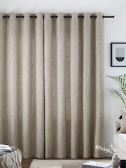 Natural Bobble Texture Blackout/Thermal Eyelet Curtains - Image 3 of 7