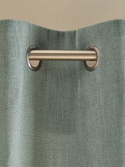 Soft Blue Matte Chenille Blackout/Thermal Eyelet Curtains - Image 4 of 7