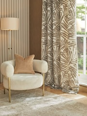 Champagne Natural Collection Luxe Velvet Palm Leaf Eyelet Lined Curtains - Image 2 of 6