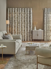 Champagne Natural Collection Luxe Velvet Palm Leaf Eyelet Lined Curtains - Image 4 of 6