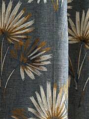 Charcoal Grey Next Collection Luxe Leaf Embroidered Eyelet Lined Curtains - Image 6 of 8