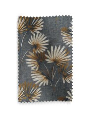 Charcoal Grey Next Collection Luxe Leaf Embroidered Eyelet Lined Curtains - Image 8 of 8