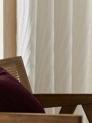 White Textured Tufted Eyelet Lined Curtains - Image 3 of 5