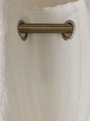 White Textured Tufted Eyelet Lined Curtains - Image 4 of 5