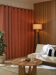 Burnt Orange Next Heavyweight Chenille Eyelet Super Thermal Curtains - Image 2 of 6