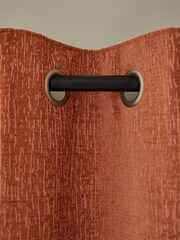 Burnt Orange Next Heavyweight Chenille Eyelet Super Thermal Curtains - Image 4 of 6