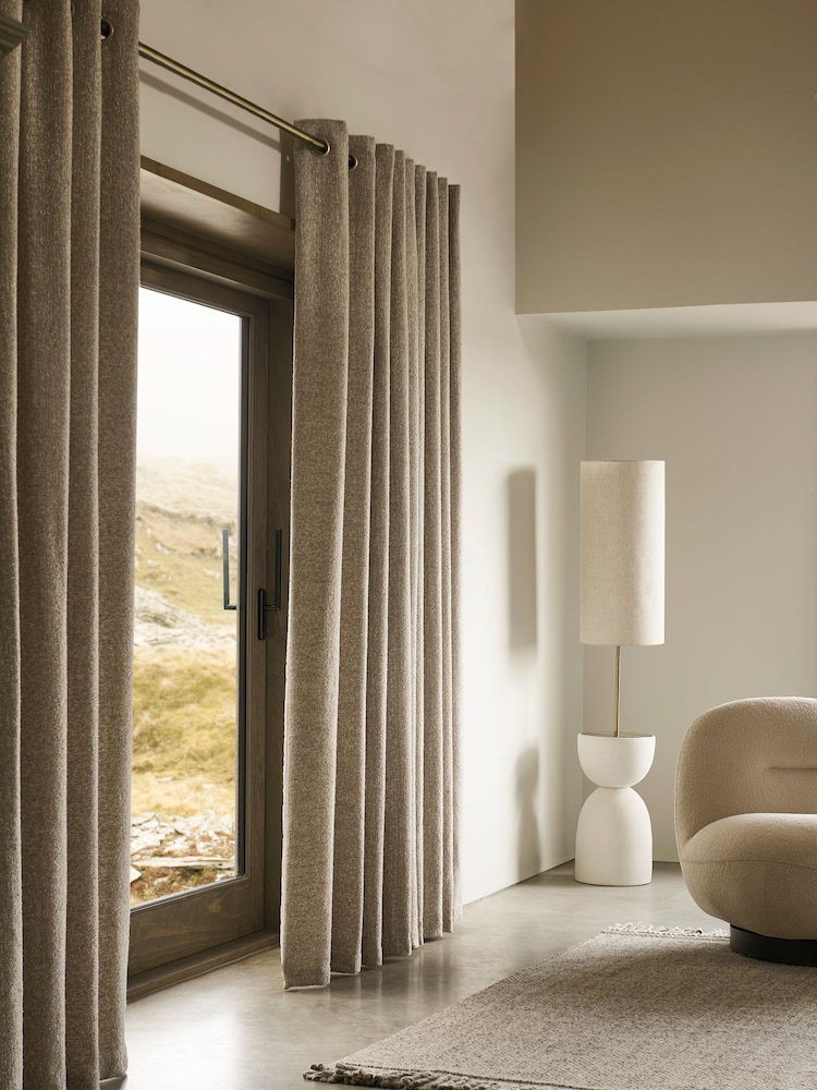 Natural Cosy Texture Lined Eyelet Curtains - Image 3 of 6