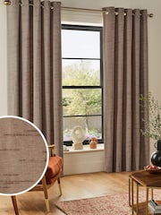 Natural Next Textured Chenille Eyelet Lined Curtains - Image 1 of 6