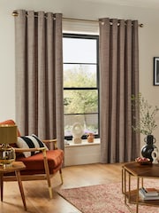 Natural Next Textured Chenille Eyelet Lined Curtains - Image 2 of 6
