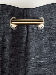 Navy Blue Next Textured Chenille Eyelet Lined Curtains - Image 1 of 6