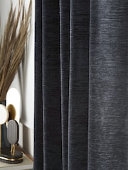 Navy Blue Next Textured Chenille Eyelet Lined Curtains - Image 5 of 6