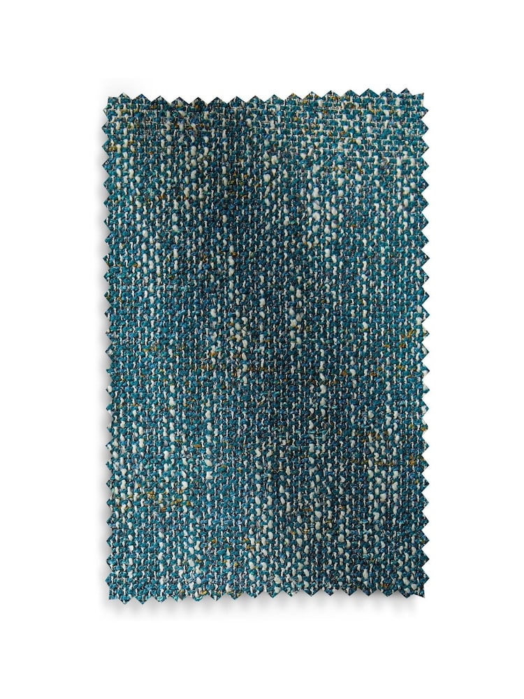 Teal Blue Bobble Texture Lined Eyelet Curtains - Image 5 of 5