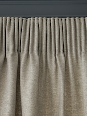 Grey Herringbone Weave Pencil Pleat Lined Curtains - Image 5 of 6