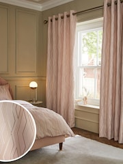 Pink Diamond Jacquard Geometric Eyelet Lined Curtains - Image 1 of 5