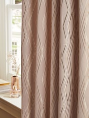 Pink Diamond Jacquard Geometric Eyelet Lined Curtains - Image 3 of 5
