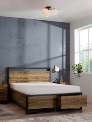 Bronx Oak Effect Axel Wooden Drawer Storage Bed Frame - Image 1 of 7