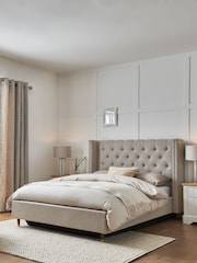 Wool Blend Natural Stone Grayson Upholstered Ottoman Storage Bed Frame - Image 1 of 10