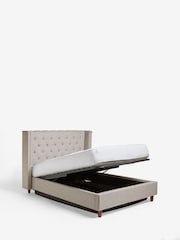 Wool Blend Natural Stone Grayson Upholstered Ottoman Storage Bed Frame - Image 8 of 10