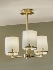 Pacific Champagne Gold Midland Metal And Marble Effect 3 Arm Ceiling Light Pendant - Image 1 of 4