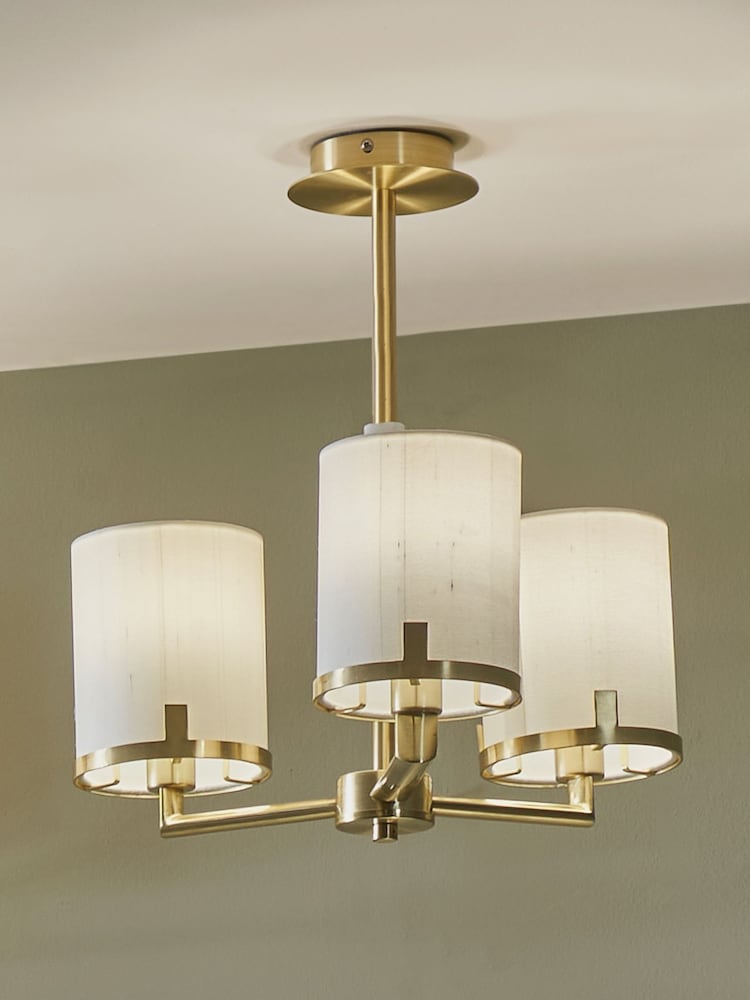 Pacific Champagne Gold Midland Metal And Marble Effect 3 Arm Ceiling Light Pendant - Image 1 of 4