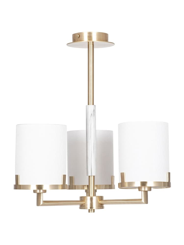 Pacific Champagne Gold Midland Metal And Marble Effect 3 Arm Ceiling Light Pendant - Image 2 of 4