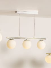 Pacific White Asterope 3 Orb And Chrome Metal Ceiling Light Pendant - Image 1 of 4