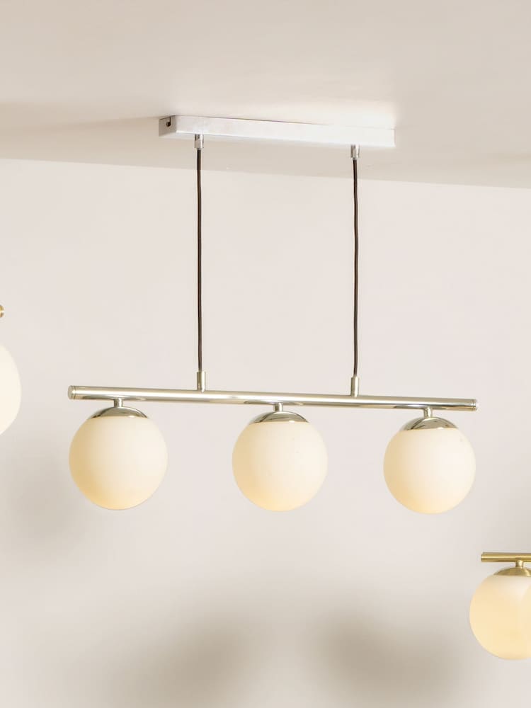 Pacific White Asterope 3 Orb And Chrome Metal Ceiling Light Pendant - Image 1 of 4