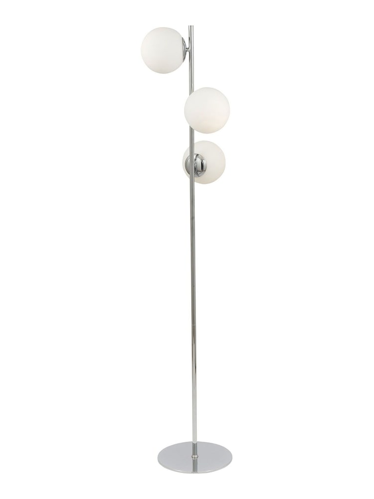 Pacific White Asterope Orb And Chrome Metal Floor Lamp - Image 2 of 4