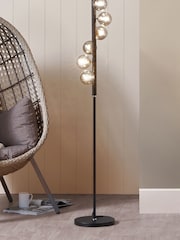 Pacific Black Blair Smoke Glass Ball And Metal Floor Lamp - Image 1 of 4