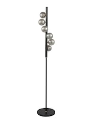 Pacific Black Blair Smoke Glass Ball And Metal Floor Lamp - Image 2 of 4