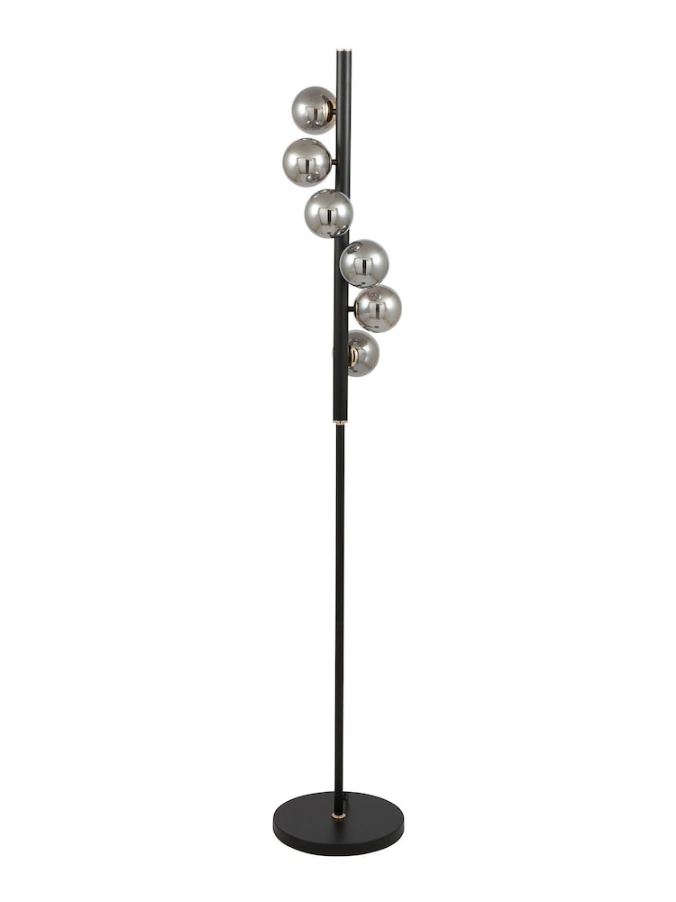 Pacific Black Blair Smoke Glass Ball And Metal Floor Lamp - Image 2 of 4