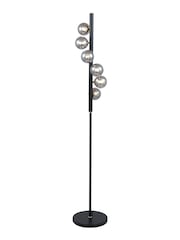 Pacific Black Blair Smoke Glass Ball And Metal Floor Lamp - Image 3 of 4