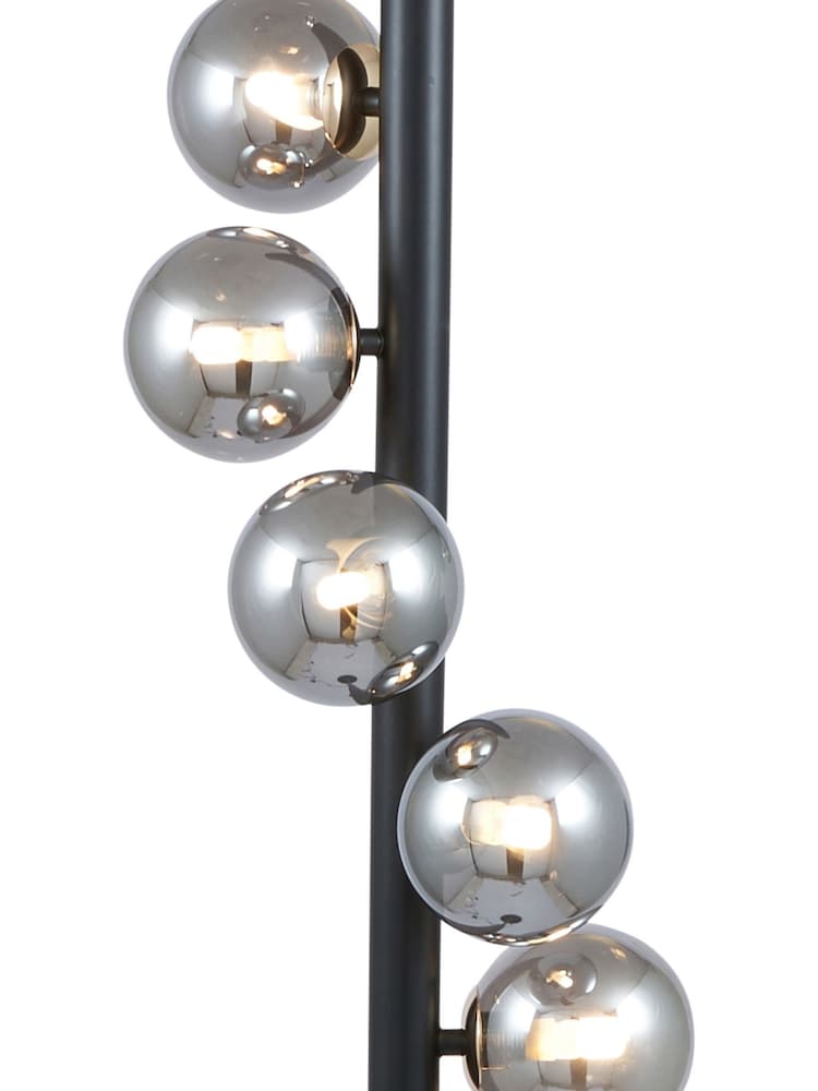 Pacific Black Blair Smoke Glass Ball And Metal Floor Lamp - Image 4 of 4