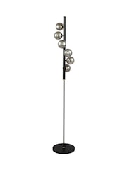 Pacific Black Blair Smoke Glass Ball And Metal Floor Lamp - Image 5 of 6