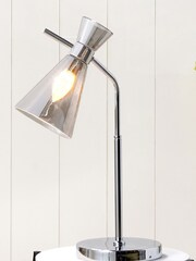 Pacific Smoke Glass/Silver Metal Monroe Waisted Table Lamp - Image 1 of 4