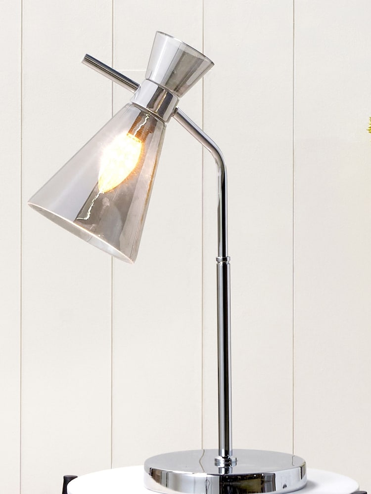 Pacific Smoke Glass/Silver Metal Monroe Waisted Table Lamp - Image 1 of 4