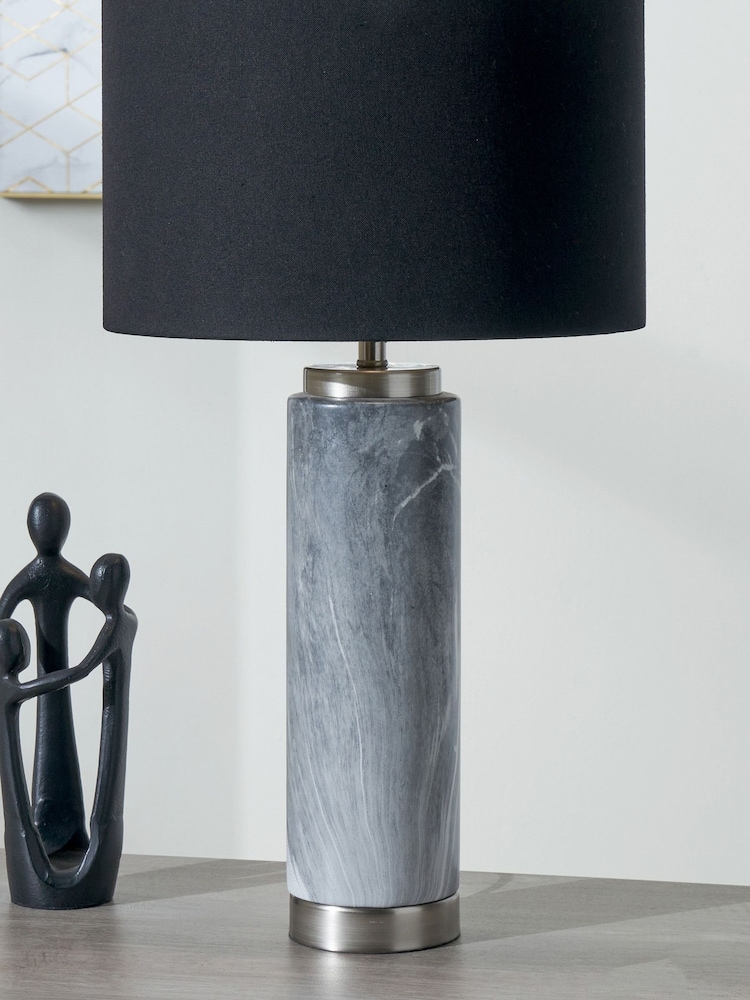 Pacific Grey Carrara Marble Effect Tall Ceramic Table Lamp - Image 1 of 4