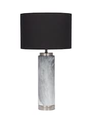 Pacific Grey Carrara Marble Effect Tall Ceramic Table Lamp - Image 2 of 4