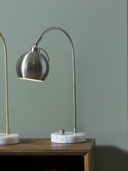 Pacific Silver Feliciani Brushed Metal And Marble Task Lamp - Image 1 of 4