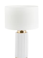 Pacific White Ionic Textured Ceramic And Gold Metal Table Lamp - Image 2 of 4